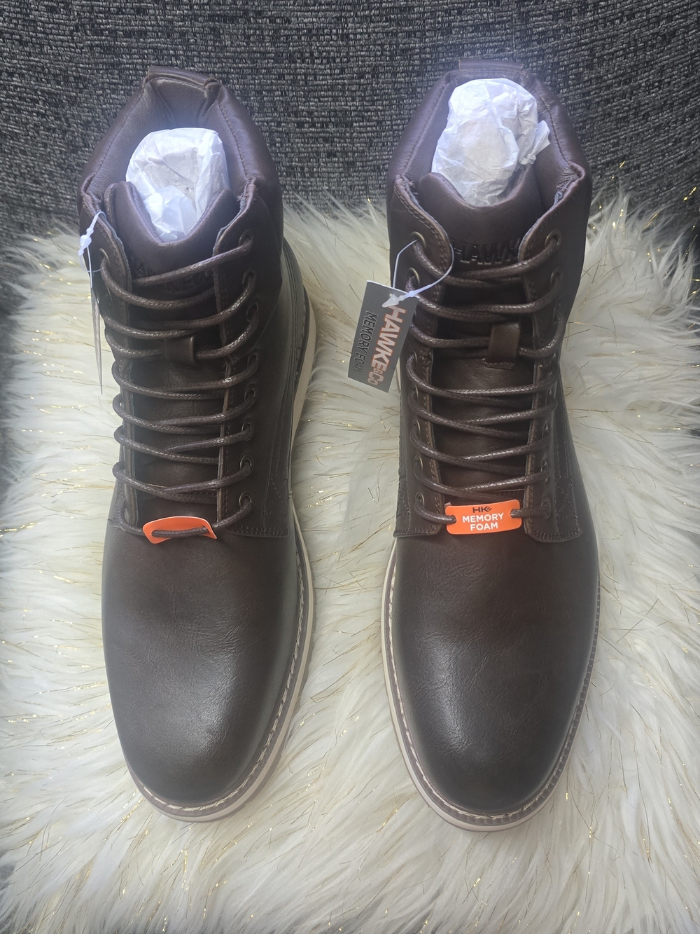 Men's Brown Lace-Up Memory Foam Ankle Boots